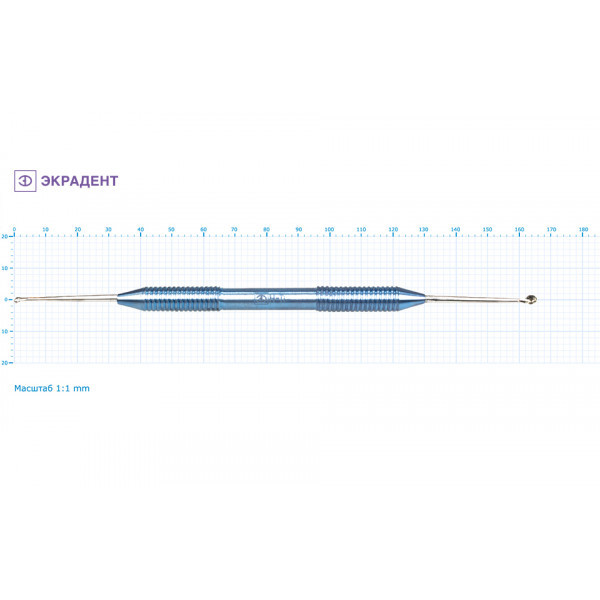11-02 - ложка кюретажная прямая средняя 2,2/3,3, Экрадент (Россия)
