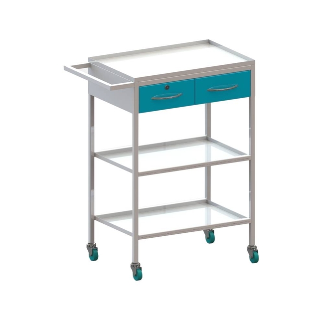 СПА-2 - столик передвижной инструментальный, 2 выдвижных ящика, столешница и полка из нержавеющей стали (600х400х900 мм) | Виталия (Россия)