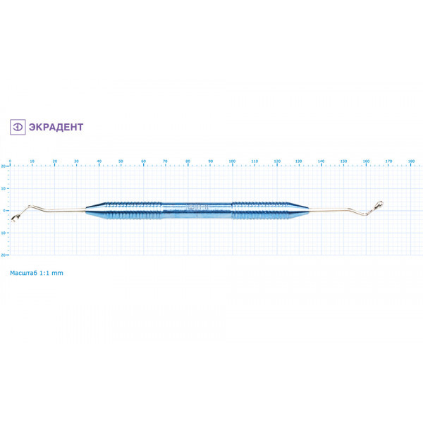 11-08 - ложка кюретажная изогнутая короткая средняя 2,8, Экрадент (Россия)
