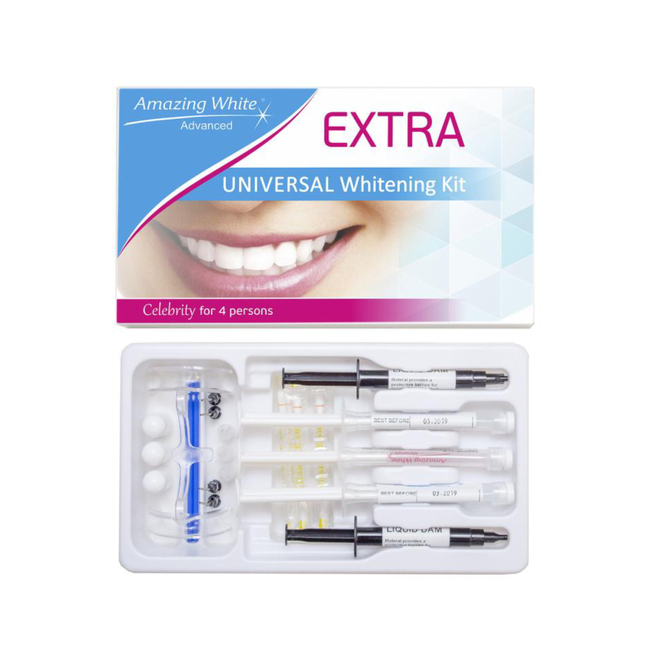 Amazing White Universal Extra 37% + activator agent на 4 персоны - набор для эффективного отбеливания с лампой или без | Amazing White (США)